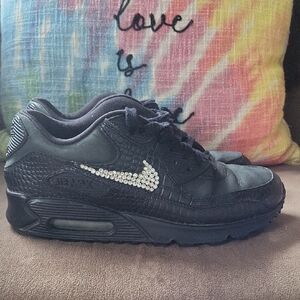 Nike Black Sneakers with Rhinestone Detail